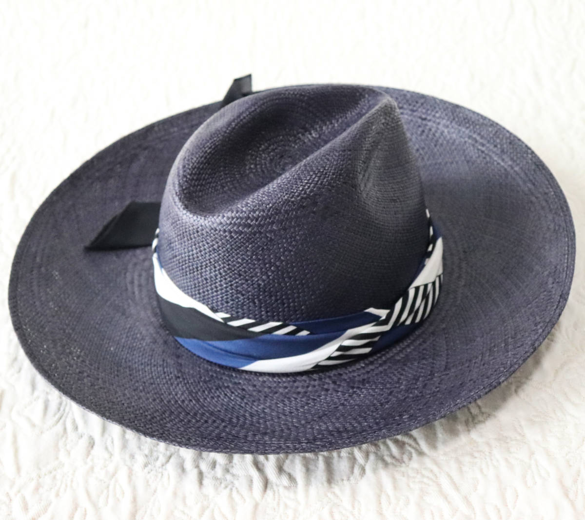新品タグ付き【Borsalino ボルサリーノ 】天然草 パナマハット 麦わら