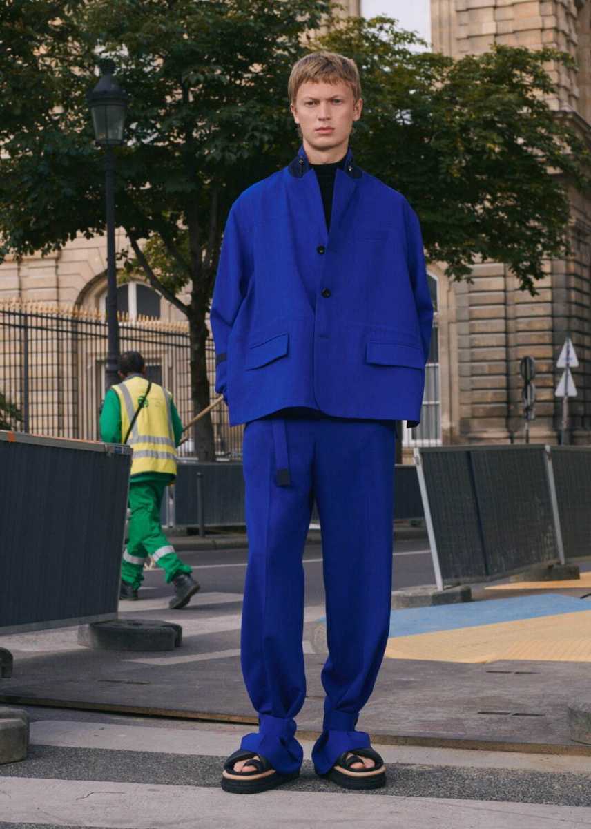 sacai 22S/S SUITING PANTSサカイスーチングベルトパンツブルー