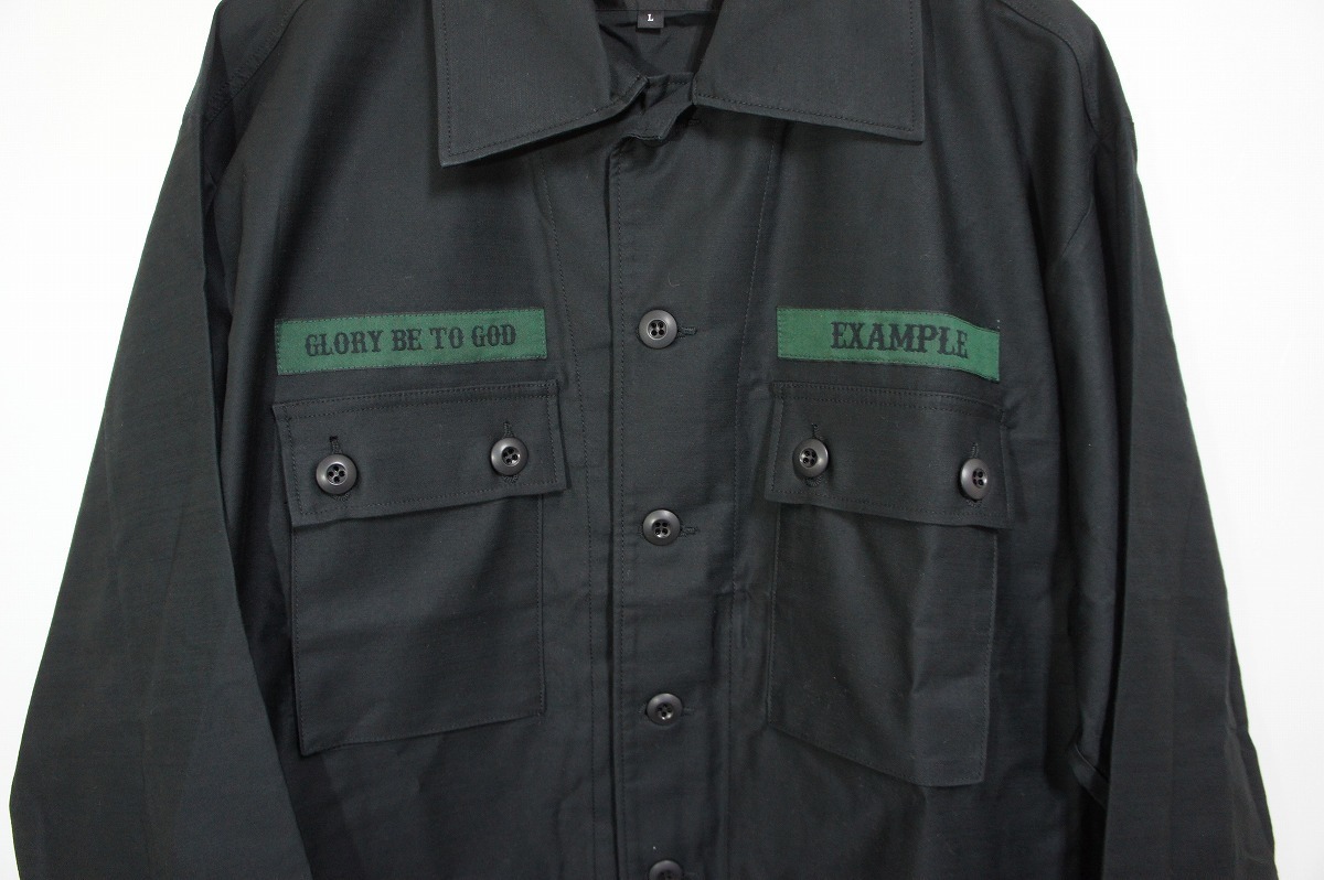 極美品 20AW EXAMPLE エグザンプル GBTG B.D.U SHIRT 長袖 ミリタリー シャツ ジャケット 黒 ブラック サイズL 720M_画像4