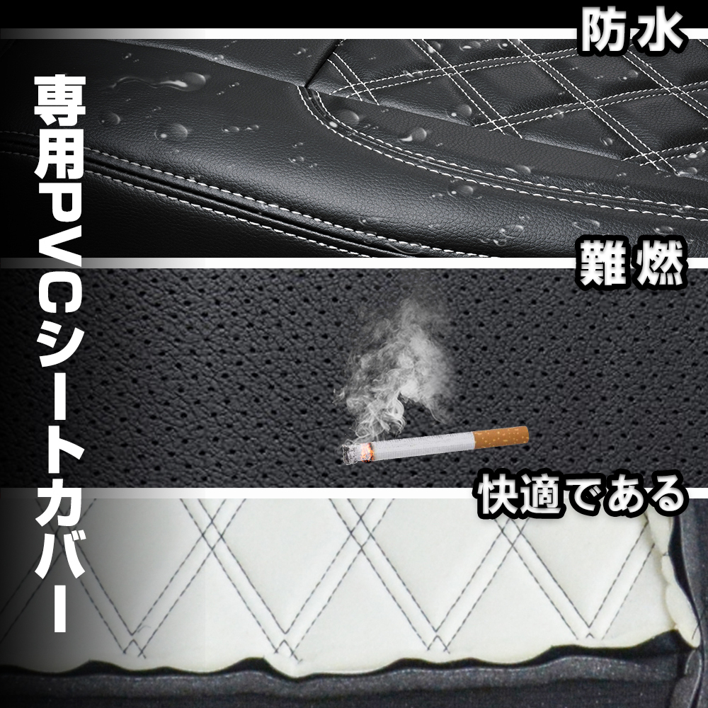 シートカバー 日野 17 レンジャー 4t 標準 ワイド H29/5~ 標準 シート用 ダイヤカット ステッチ レッド キルト PVC 運転席 JP-YT038R-RL_画像2