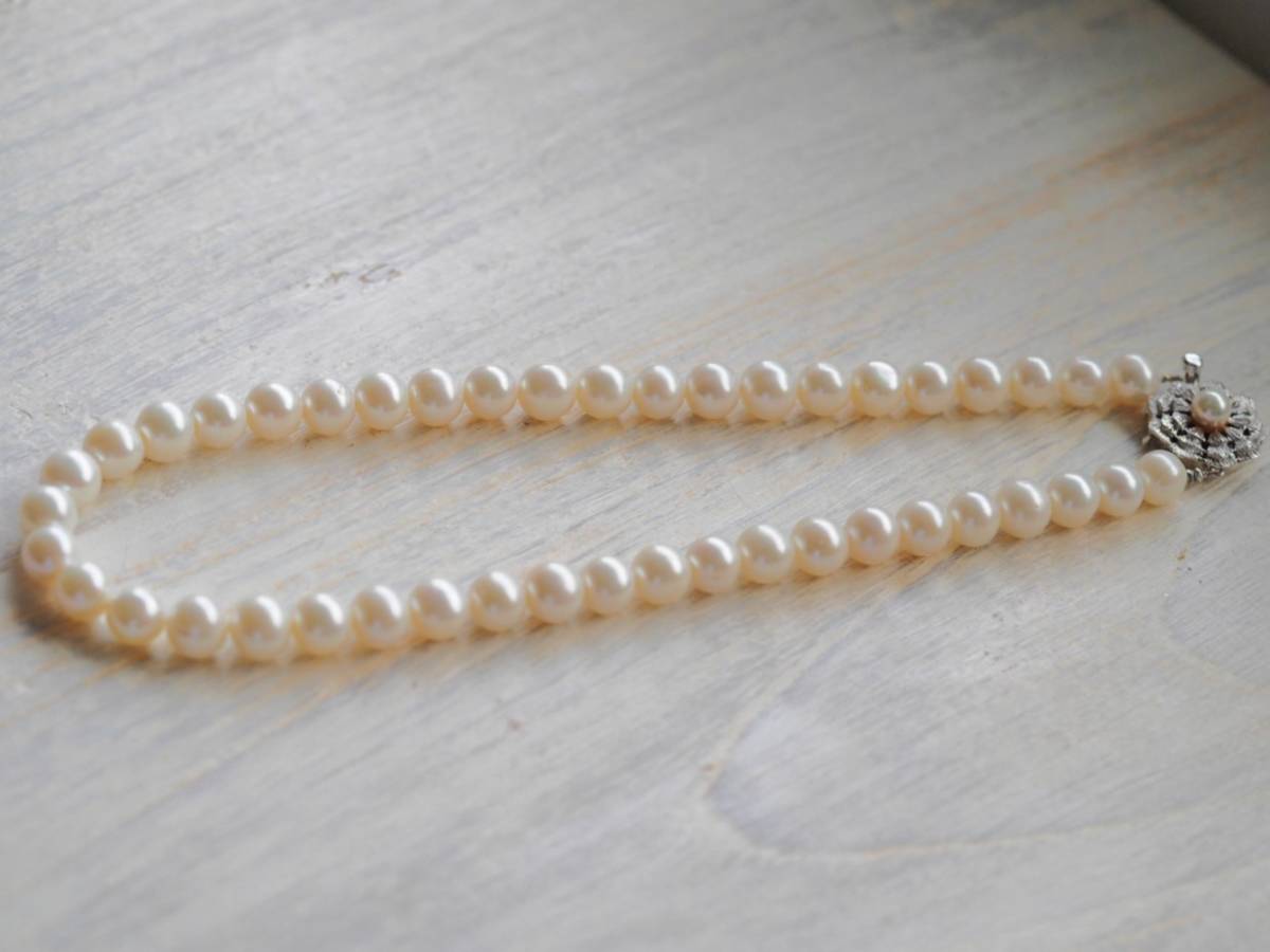  natural fresh water pearl SV necklace 41cm