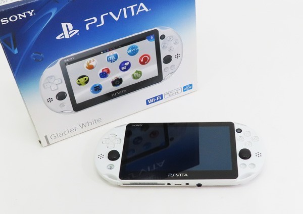 ○【SONY ソニー】PS Vita Wi-Fiモデル + メモリーカード8GB PCH-2000 グレイシャー・ホワイト_画像1