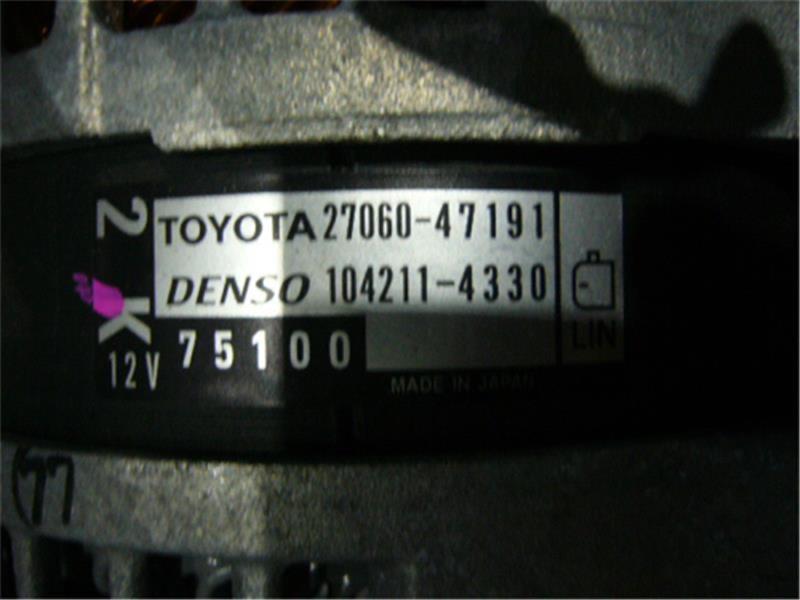 トヨタ 純正 カローラスポーツ 《 NRE210H 》 オルタネーター 27060-47191 P31400-21007869_画像3