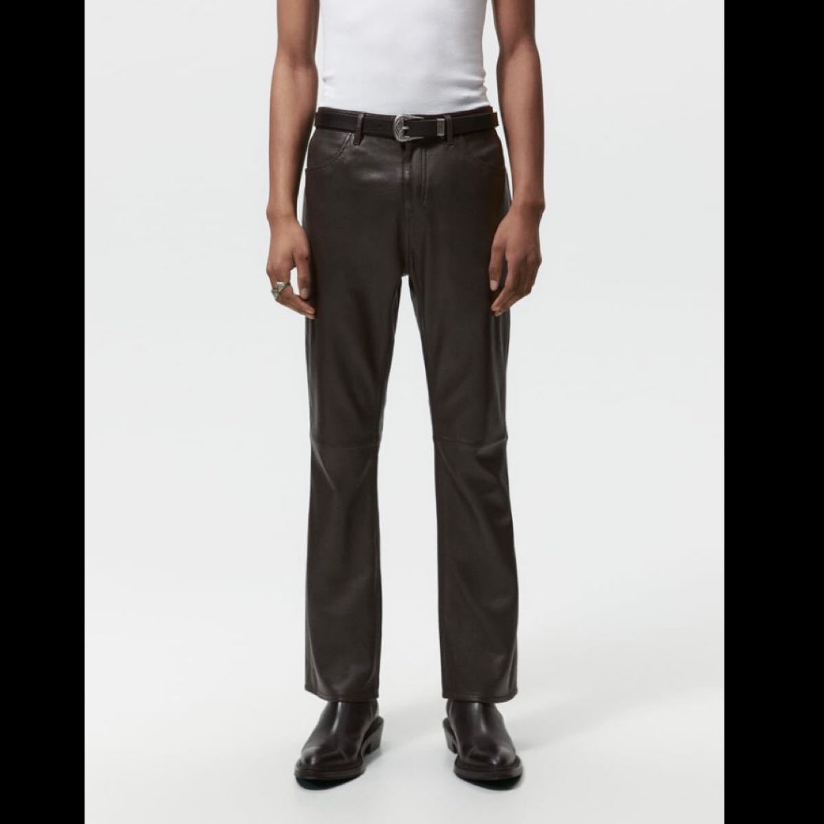 22AW ZARA リアルレザーフレアパンツ ブラウン 38 新品未使用 22AW ZARA リアルレザーフレアパンツ ブラウン 38 新品未使用