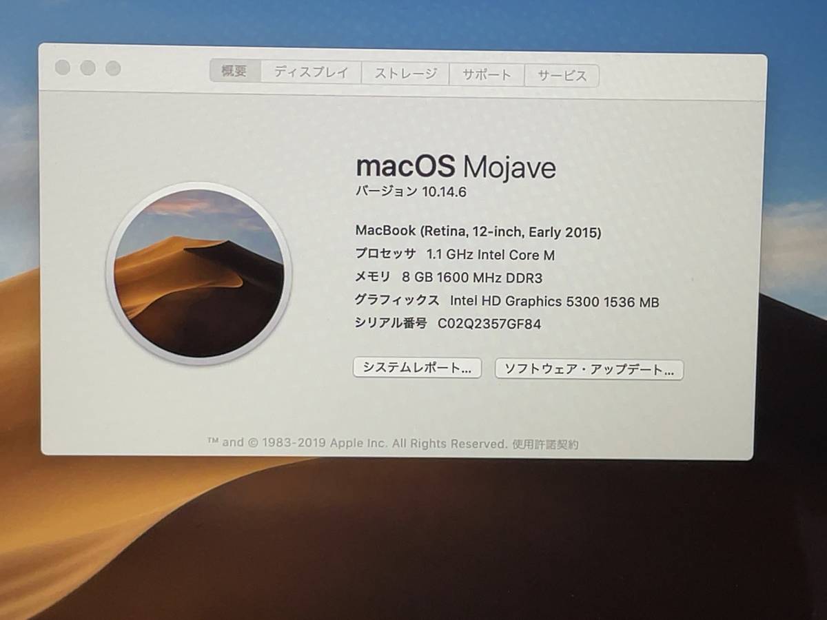 ＊レア 極美品 Apple MacBook Retina A1534 2015 Intel Core M-5Y51/12インチ/Win10 Pro/8GB/PCI SSD 256GB/Office 2021_画像4