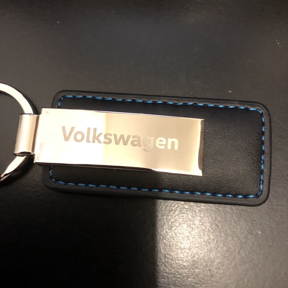  unused * Volkswagen original key holder key ring black / blue stitch Volkswagen original Novelty * not for sale 