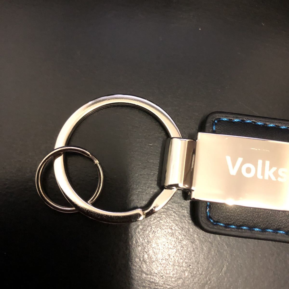  unused * Volkswagen original key holder key ring black / blue stitch Volkswagen original Novelty * not for sale 