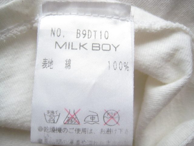  beautiful goods made in Japan!! Milkboy MILKBOY*MAKE SOME NOIZE print 7 minute sleeve Baseball T-shirt S white × black 