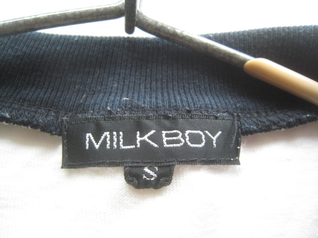  beautiful goods made in Japan!! Milkboy MILKBOY*MAKE SOME NOIZE print 7 minute sleeve Baseball T-shirt S white × black 