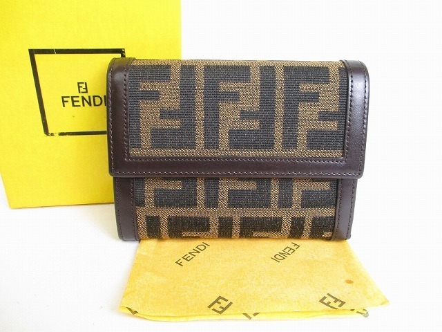 未使用保管品】 フェンディ FENDI ズッカ レザー 2つ折り 財布