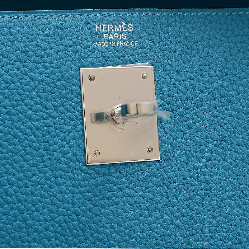 エルメス ケリー32　内縫い　トリヨンクレマンス　ターコイズ　シルバー金具　□R刻印 ブランドピース_画像4