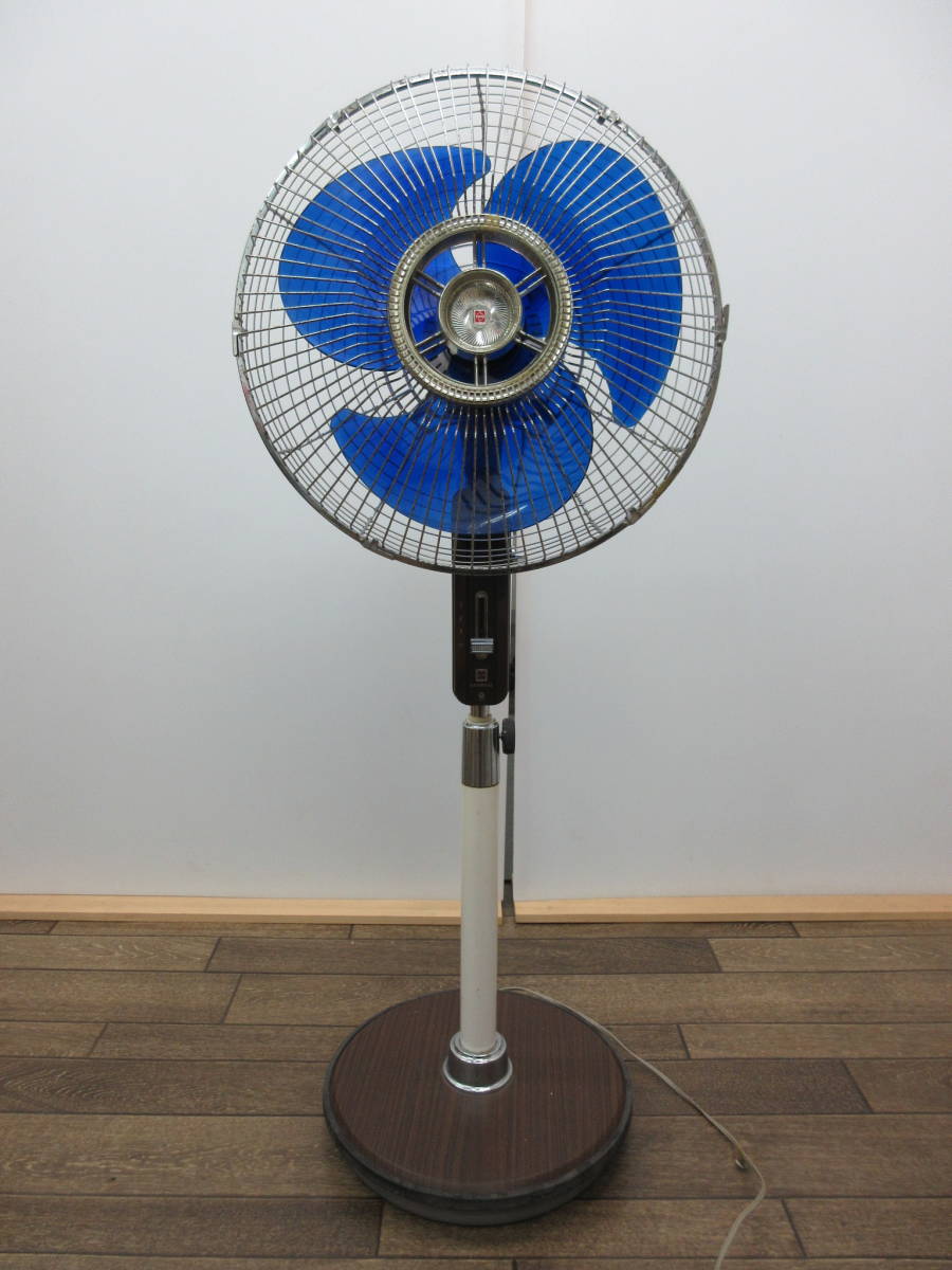 M[7-9] repeated *28 Showa Retro National National large electric fan F-35VZ height approximately 110cm~130cm wood grain 3 sheets wings root origin box attaching moveable goods (6-27 *11)