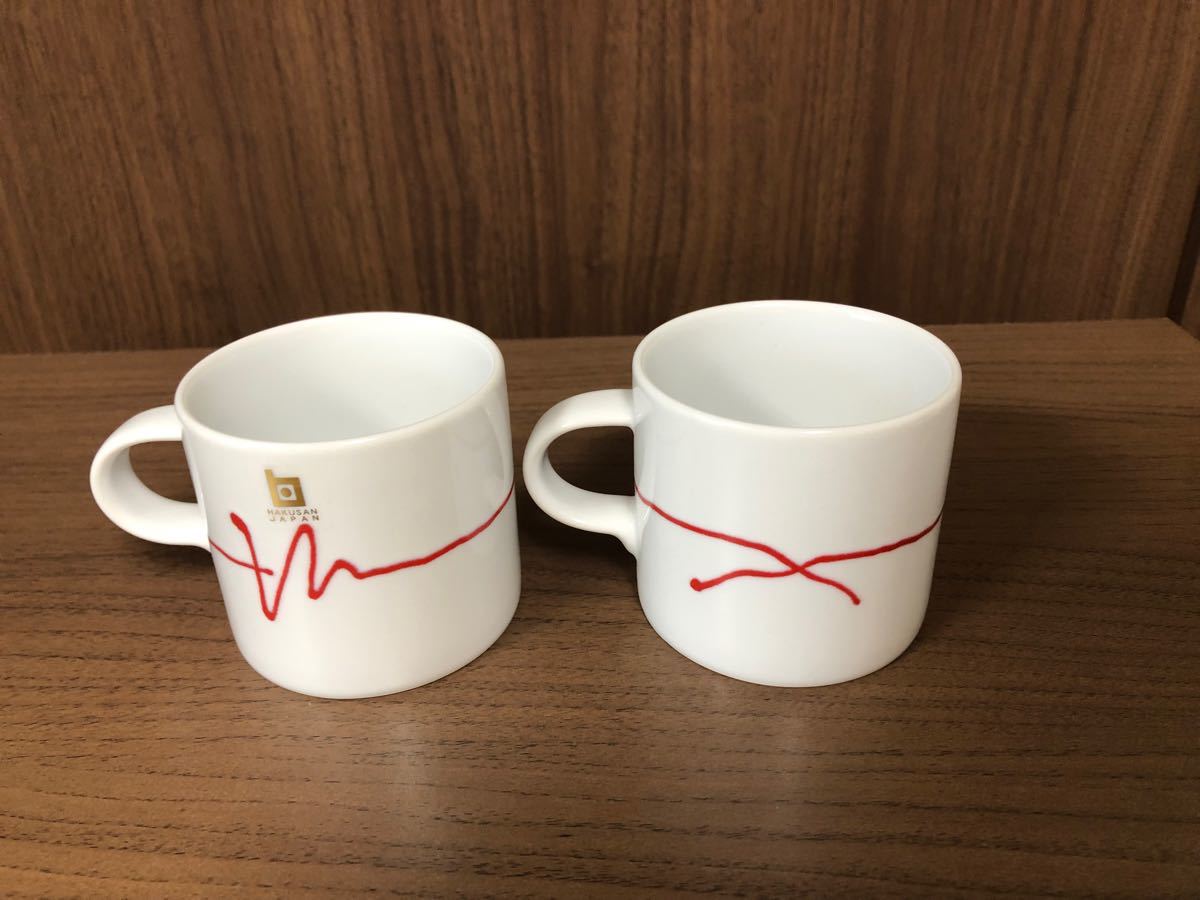 ★未使用 白山陶器 コーヒーカップ&ソーサー ペア 赤い糸 Hakusan★