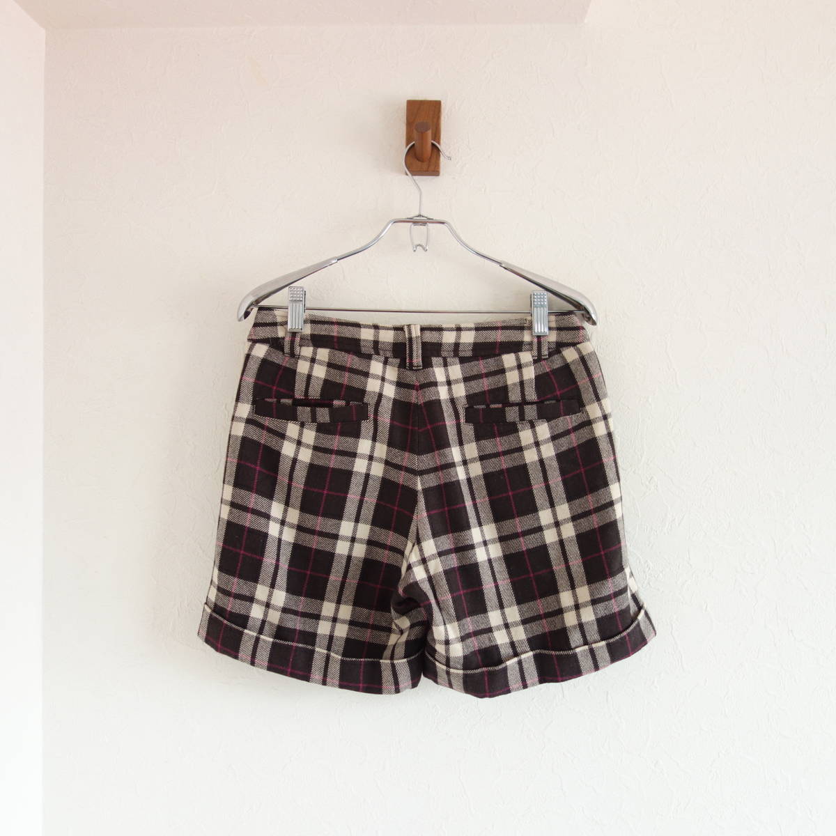 *BEAMS HEART( Beams Heart ) check pattern wool short pants *