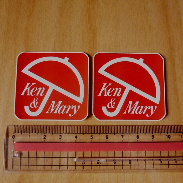 ■日産スカイライン ケンメリ Ken&Mary ステッカー赤２枚 当時物