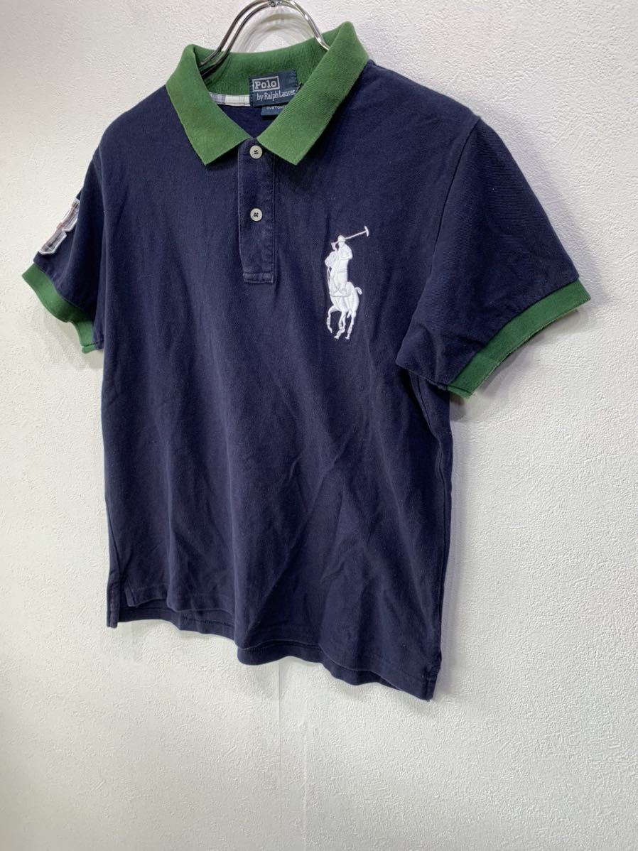 【人気】Polo Ralph Lauren/ポロ ラルフローレン　ポロシャツ　メンズS　ビッグロゴ　刺繍　オシャレ　アメリカ古着　K1905_画像2