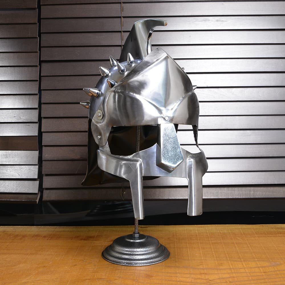 Gladiator ヘルメット 古代ローマ 剣闘士 西洋甲冑 スタンド付き 棘あり グラディエーター グラディアトルのサムネイル