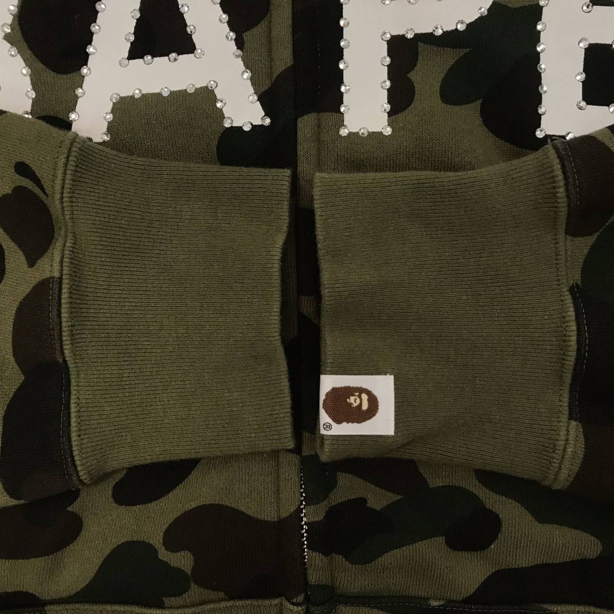 スワロフスキー CRYSTAL STONE BAPE camo フルジップ パーカー Lサイズ a bathing ape swarovski full zip hoodie ベイプ エイプ 迷彩 e25_画像7