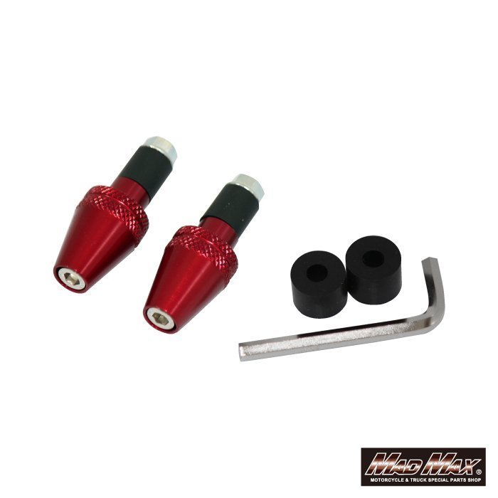 MADMAX バイク用品 アルミ ハンドルウェイト ハンドルバーエンド バーエンドキャップ レッド 内径13mm~19mm 砲弾型 公式通販 ハンドルバーエンド MADMAX バイク用品 アルミ ハンドルウェイト ハンドルバーエンド バーエンドキャップ レッド 内径13mm~19mm 砲弾型 公式通販 ハンドルバーエンド