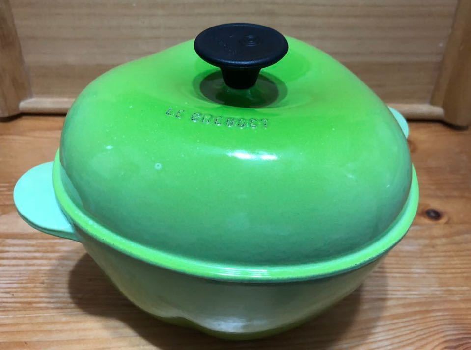 ル・クルーゼ LE CREUSET ココットロンド アップル グリーン 両手鍋 調理器具 廃盤 _画像1