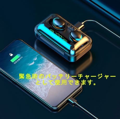 2020 最新モデル ワイヤレスイヤホン ブルーツースイヤホン 黒色　ＢＴ5.0 防水 iPhone android対応　モバイルバッテリー 日本語説明書付属_画像4