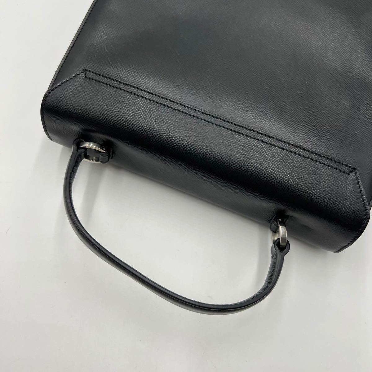 1円 ■極美品■ サルヴァトーレフェラガモ Salvatore Ferragamo 2way ガンチーニ ハンドバッグ ショルダーバッグ レザー 革 ブラック 黒色_画像8