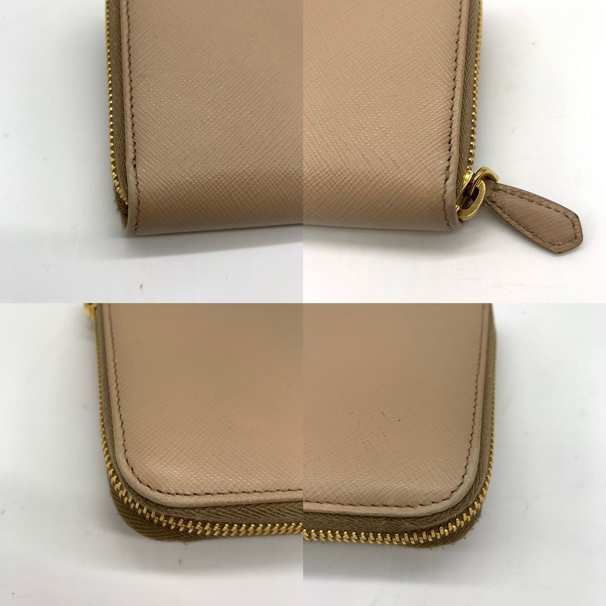 1円 ■美品■ プラダ PRADA 長財布 ロングウォレット ラウンドジップ ラウンドファスナー リボン ロゴ ピンクベージュ サフィアーノレザー_画像5