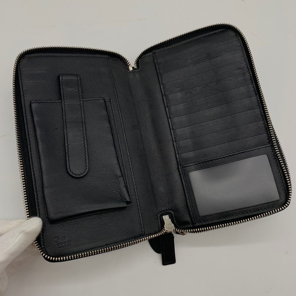 1円 一流の逸品 グッチ GUCCI トラベルケース オーガナイザー 長財布 【値下げ品】 美品✨GUCCI ブラック レザー シマ GG オーガナイザー トラベルケース 長財布