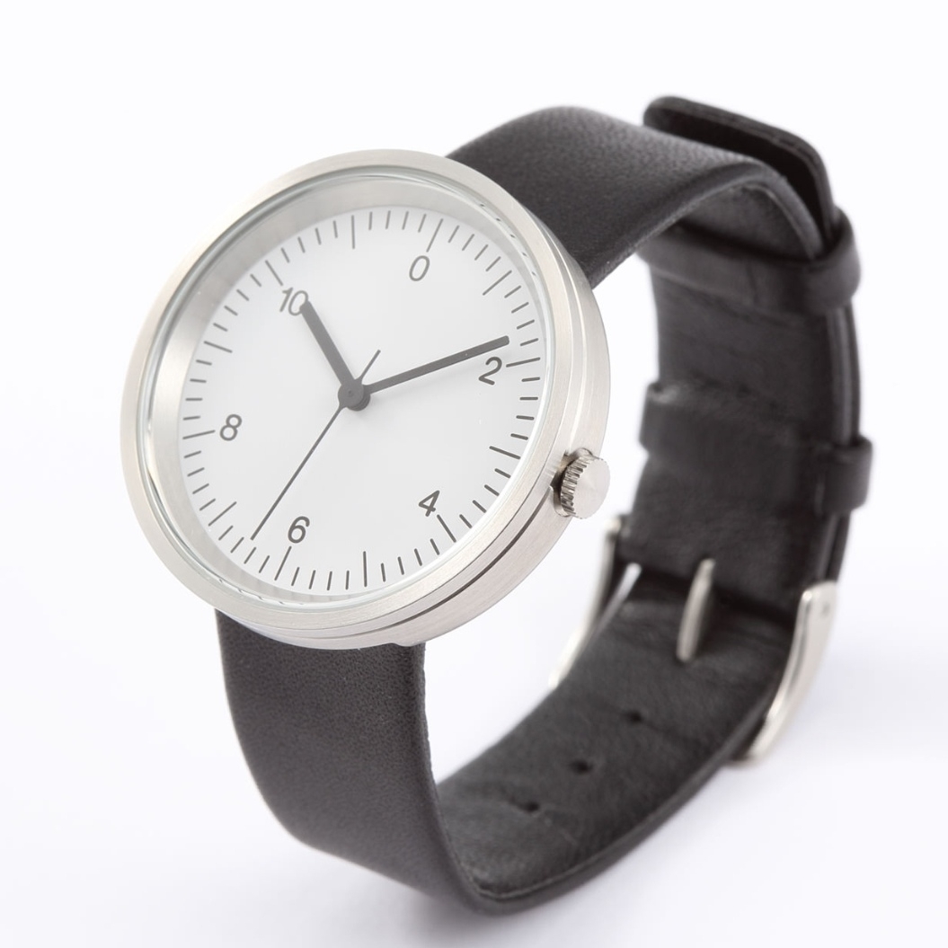 送料無料! 無印良品 腕時計 Wall Clock シルバー MJ-WCW2 黒革