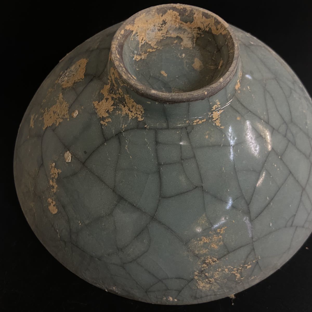 中国 宋代 官窯 青磁 茶碗 平茶碗 時代物 藏出 8