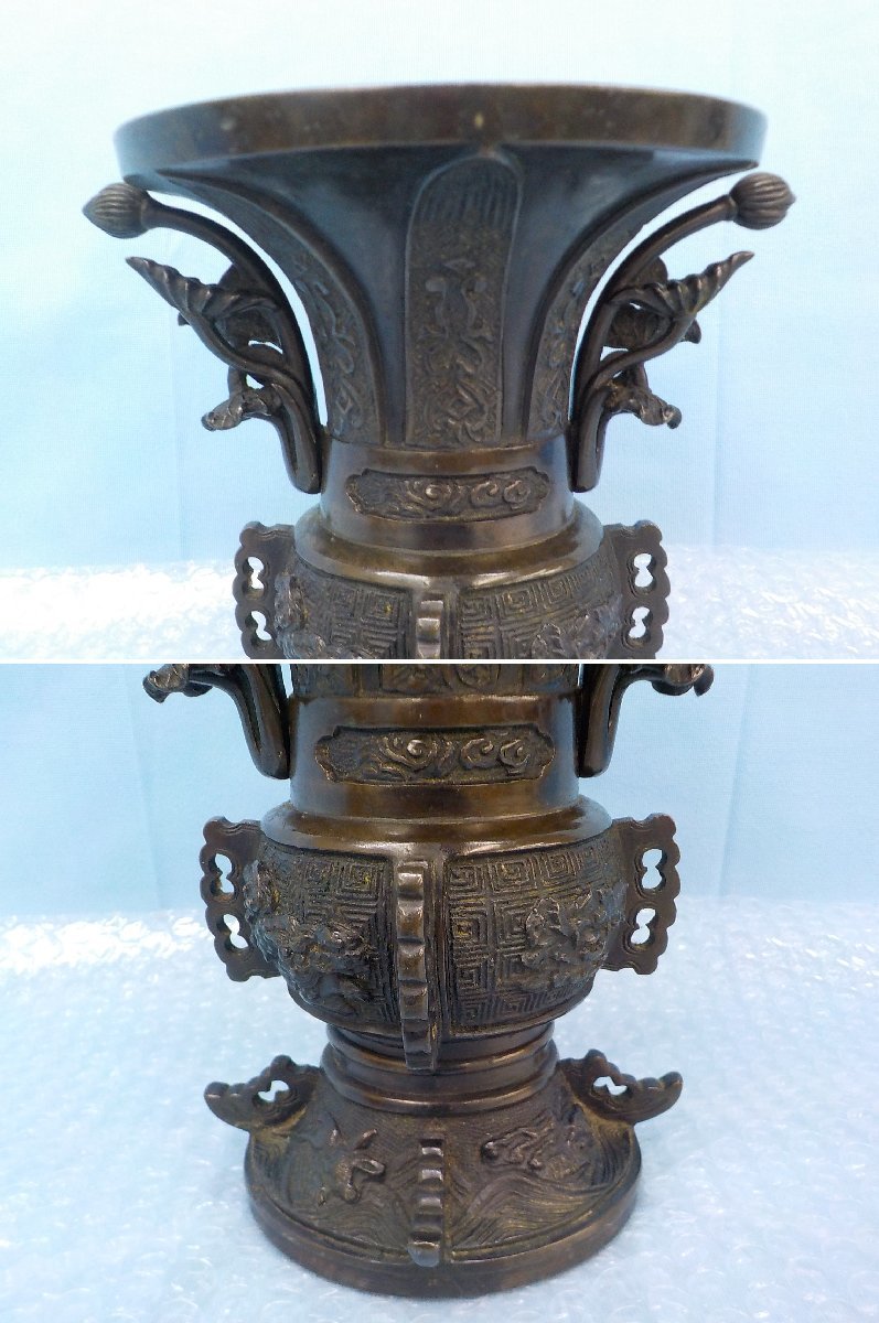 仏具 加州住 瀧本石見 藤原尹治作 古銅三ツ具足 一式 加賀旧家 仏具 加州住 瀧本石見 藤原尹治作 古銅三ツ具足 一式 加賀旧家