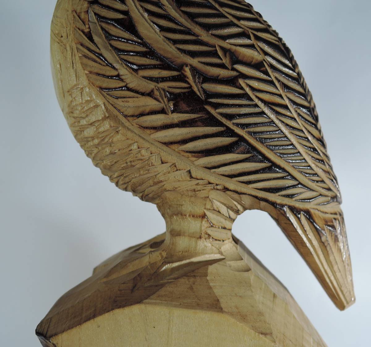 ☆0002■木彫り　特別天然記念物　雷鳥/ライチョウ■高さ33.5ｃｍ_画像9