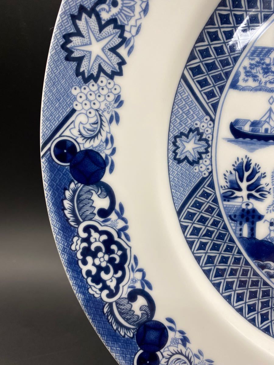 中国景徳鎮 青花磁器絵皿 染付陶器飾り皿 27cm大皿 東洋陶磁器 中国美術-