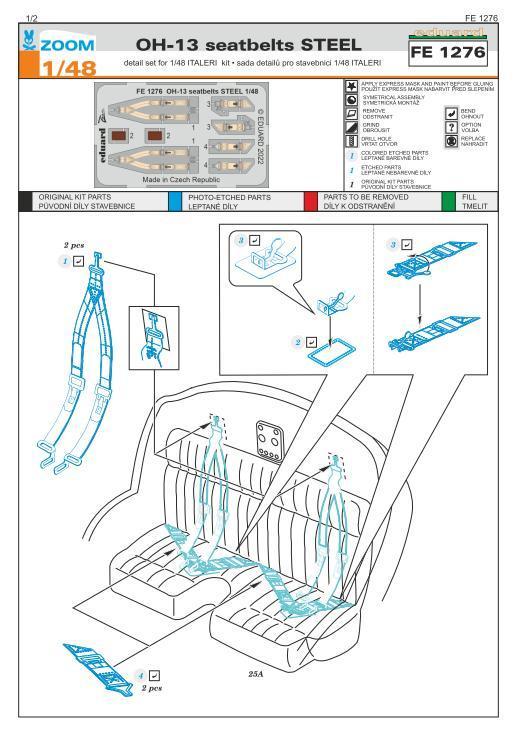 エデュアルド ズーム1/48 FE1276 Bell OH-13 Sioux seatbelts for Italeri kits_画像2