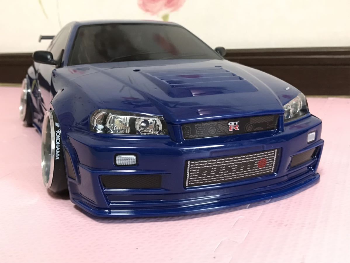 送料無料　1/10 日産 スカイライン GT-R R34 ブルー ニスモ Zチューン LED付き ラジコンボディ タミヤ TAMIYA SKYLINE NISMO Z Tune TLU-01