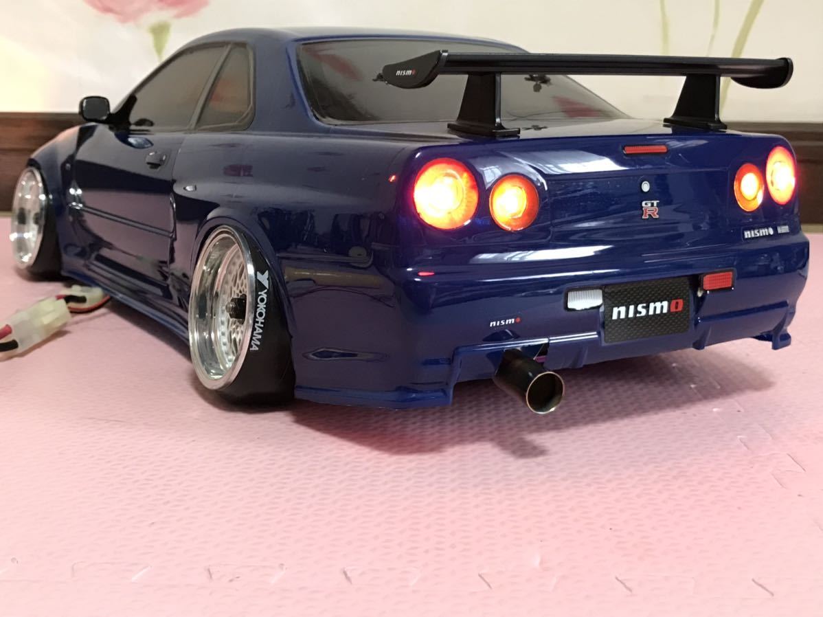 送料無料　1/10 日産 スカイライン GT-R R34 ブルー ニスモ Zチューン LED付き ラジコンボディ タミヤ TAMIYA SKYLINE NISMO Z Tune TLU-01