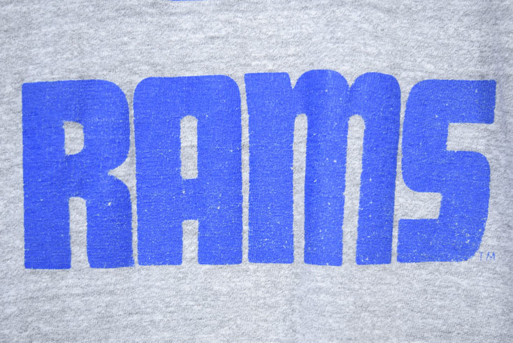 【送料無料】 90S USA製 チャンピオン NFL ロサンゼルス ラムズ ヴィンテージ Tシャツ メンズXL 3段プリント カプセル 古着  BB0549