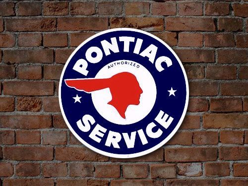 看板 メタルサイン PONTIAC SERVICE ポンティアックサービス ラウンド #184 直径29.8cm ブリキ プレート_画像1