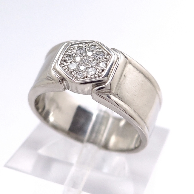 Pt900 プラチナ リング 指輪 ダイヤモンド0.190ct 21号 おしゃれ 普段使い 太め シンプル 【中古】/10024172_画像3