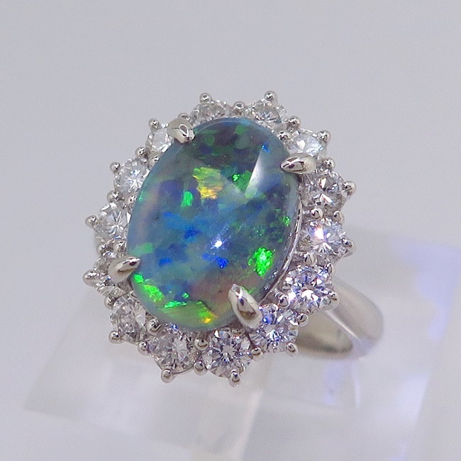 人気急上昇】 ダイヤモンド1.230ct オパール2.855ct リング 指輪