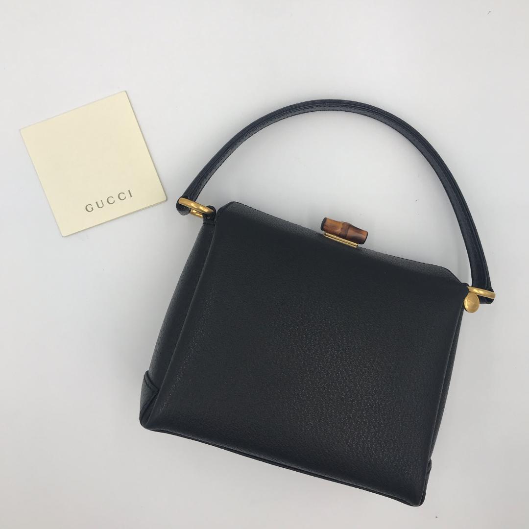 男女兼用 【良品】グッチ ハンドバッグ バンブー レザー ターンロック