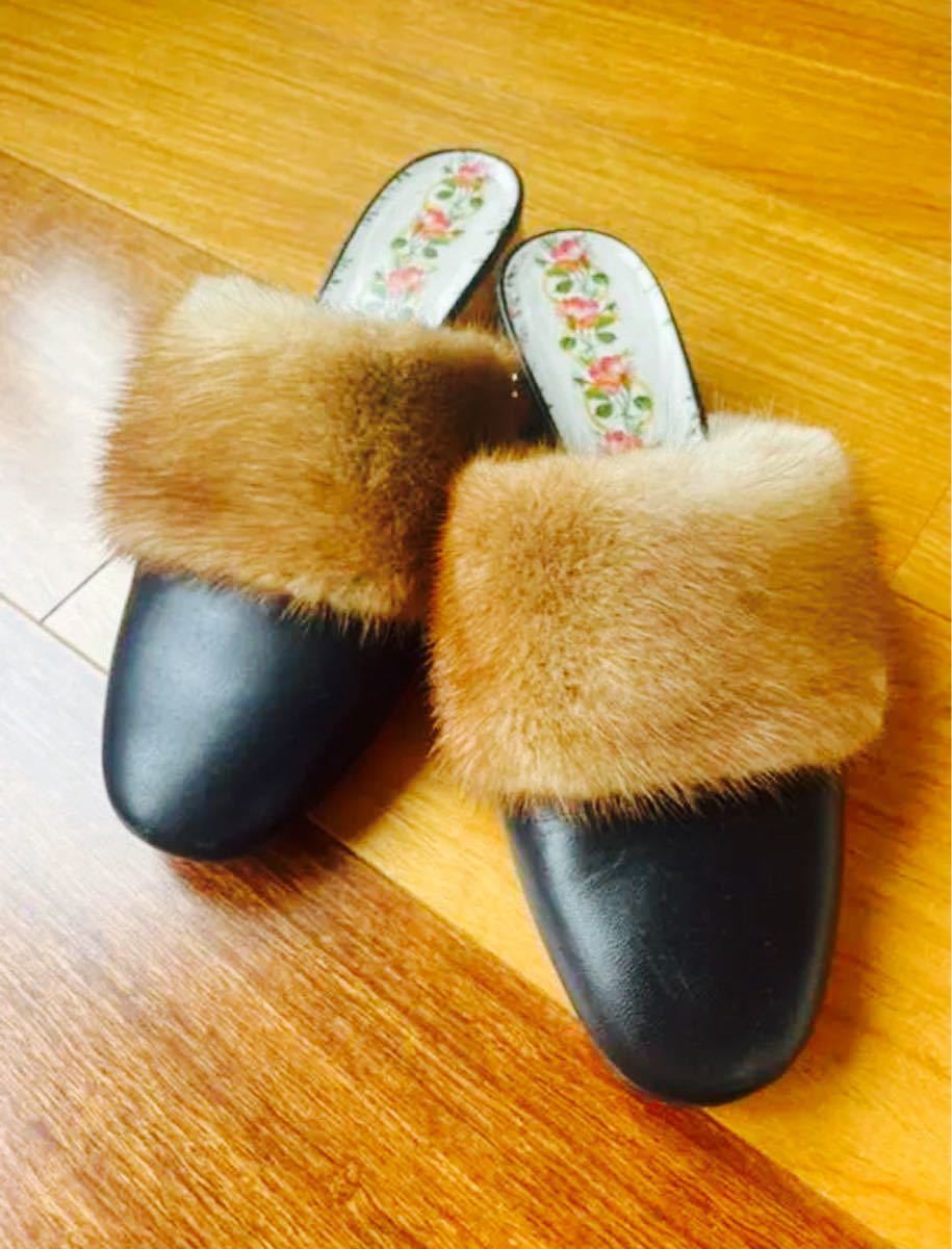 GUCCI ミュール ミンク毛皮 ラインストーン | contifarma.pe