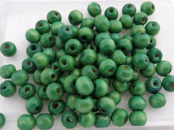  wood beads 7x8mm maru * green green approximately 50 piece 36-GR