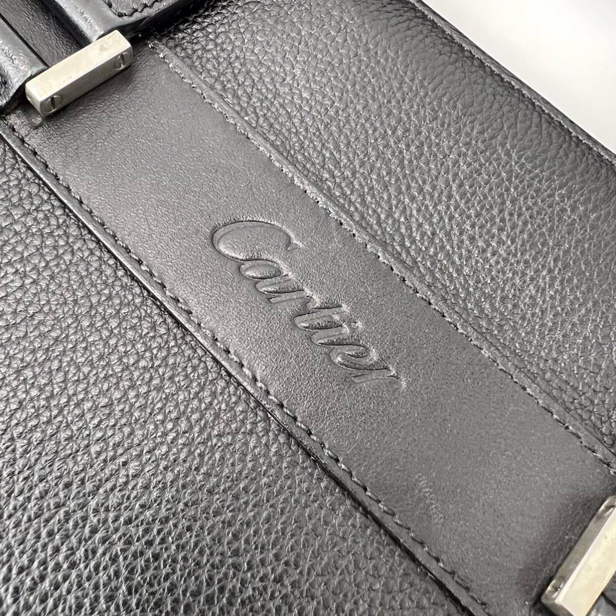 税込)(税込)カルティエ Cartier ビジネスバッグ レザー 本革 レザー 黒