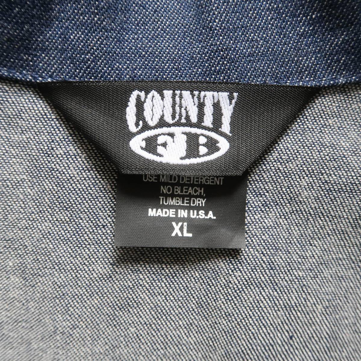 DEADSTOCK オールドF.B.COUNTY リジッドブルーデニム ショートスリーブワークシャツ USA製 サイズ表記XL/ビンテージインディゴFBカウンティ_画像5