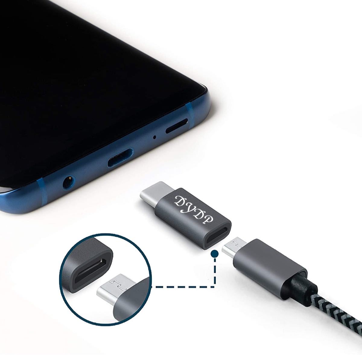 Micro USB to Type-C 変換アダプタ【2個セット】No.16 黒 MICRO USB Type-C 変換アダプター