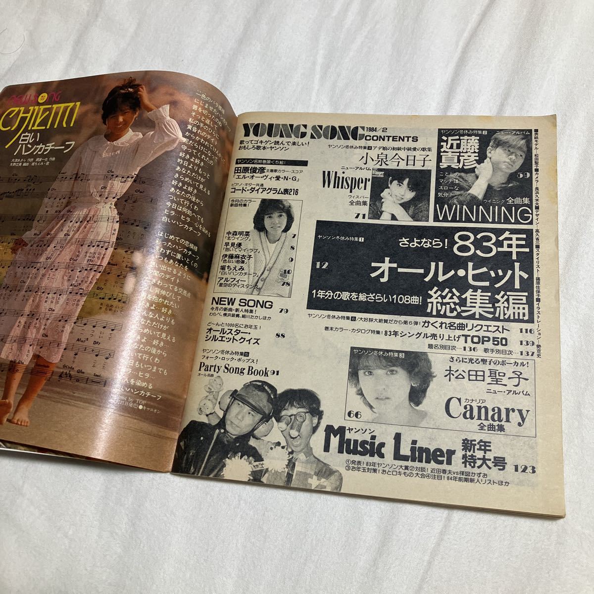 明星 1984年2月号付録 YOUNG SONG ヤング・ソング ヤンソン 　83年オールヒットカタログ　小泉今日子Whisper、松田聖子Canary_画像6