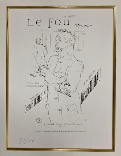 【特価】 　≪　　 トゥールーズ　ロートレック　　≫　　オリジナルリトグラフ【石版画】 　 LE FOU　 　1978年 　　TOULOUSE-LAUTREC_画像2