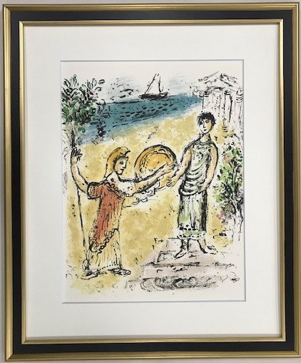 【特価】 　≪　 マルク・シャガール 　≫ 　　リトグラフ【 石版画 】　　 ATHENA ET TELENAQUE 　　1987年 　 DIE ODYSSEE_画像1