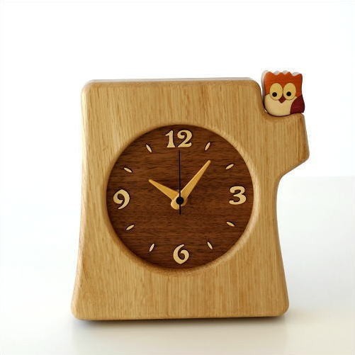 全てのアイテム 置き時計 置時計 おしゃれ 木製 日本製 手作り 天然木 無垢材 ふくろう かわいい スイープセコンド 木の掛け置き時計 フクロウ 一般